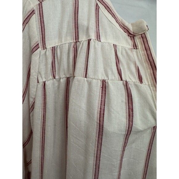 Splendid Linen Blend Blouse Medium White Pink Stripe Peasant Boho Beachy - Picture 3 of 7